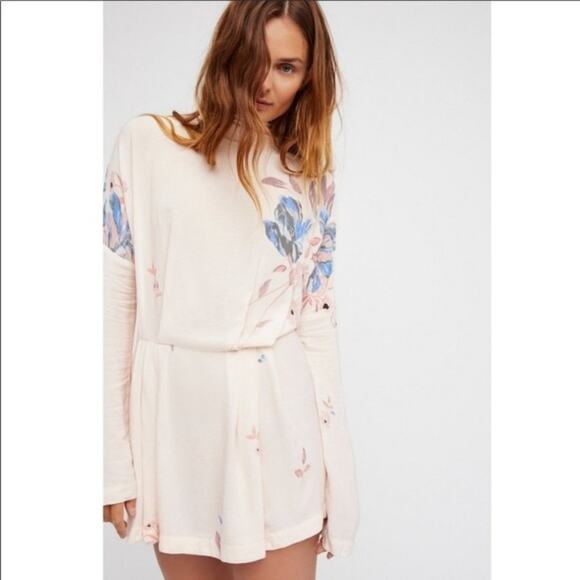 Free People Tops - Free People Gemma Floral Tunic Cream Size XS